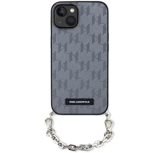 Karl Lagerfeld KLHCP14SSACKLHPG iPhone 14 6.1’’ silver/silver hardcase Saffiano Monogram Chain - Cell phone cases