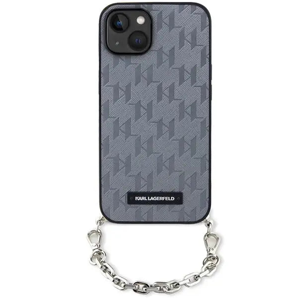 Karl Lagerfeld KLHCP14SSACKLHPG iPhone 14 6.1’’ silver/silver hardcase Saffiano Monogram Chain - Cell phone cases