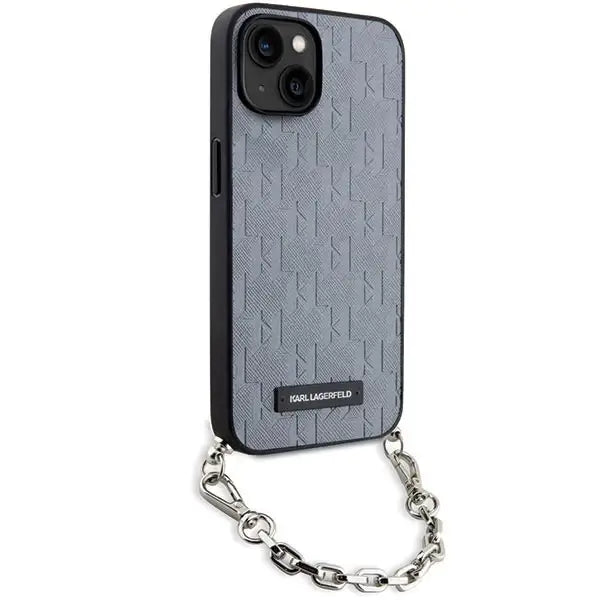 Karl Lagerfeld KLHCP14SSACKLHPG iPhone 14 6.1’’ silver/silver hardcase Saffiano Monogram Chain - Cell phone cases
