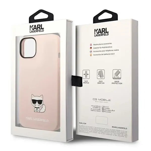 Karl Lagerfeld KLHCP14SSLCTPI iPhone 14 6.1 ’hardcase light pink / light pink Silicone Choupette Body - Cell phone