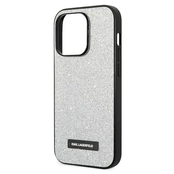 Karl Lagerfeld KLHCP14XG2ELS iPhone 14 Pro Max 6.7 ’hardcase silver / silver Glitter Plaque Logo - Cell phone cases