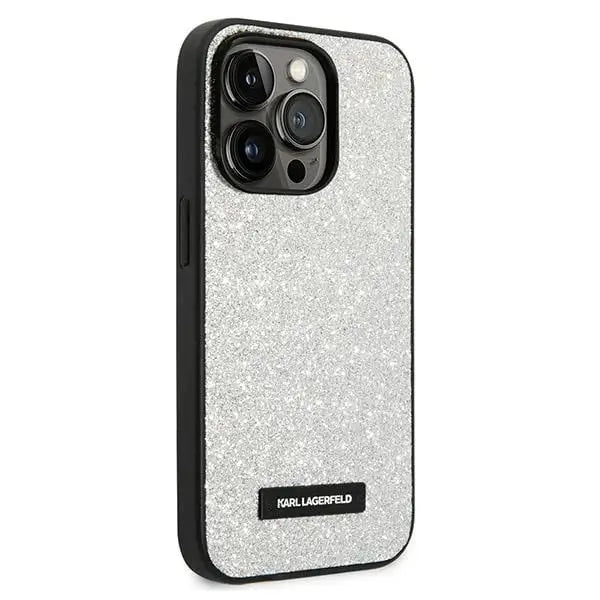 Karl Lagerfeld KLHCP14XG2ELS iPhone 14 Pro Max 6.7 ’hardcase silver / silver Glitter Plaque Logo - Cell phone cases