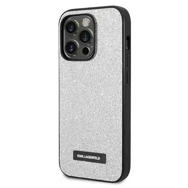 Karl Lagerfeld KLHCP14XG2ELS iPhone 14 Pro Max 6.7 ’hardcase silver / silver Glitter Plaque Logo - Cell phone cases