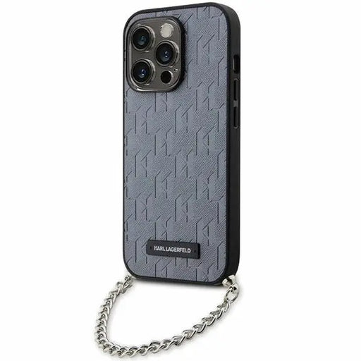 Karl Lagerfeld KLHCP14XSACKLHPG iPhone 14 Pro Max 6.7’’ silver/silver hardcase Saffiano Monogram Chain - Cell phone