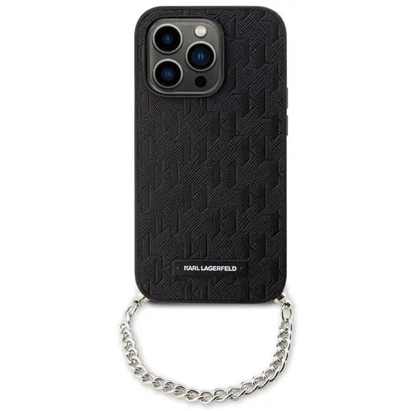 Karl Lagerfeld KLHCP14XSACKLHPK iPhone 14 Pro Max 6.7’’ black/black hardcase Saffiano Monogram Chain - Cell phone cases