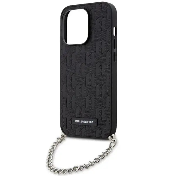 Karl Lagerfeld KLHCP14XSACKLHPK iPhone 14 Pro Max 6.7’’ black/black hardcase Saffiano Monogram Chain - Cell phone cases