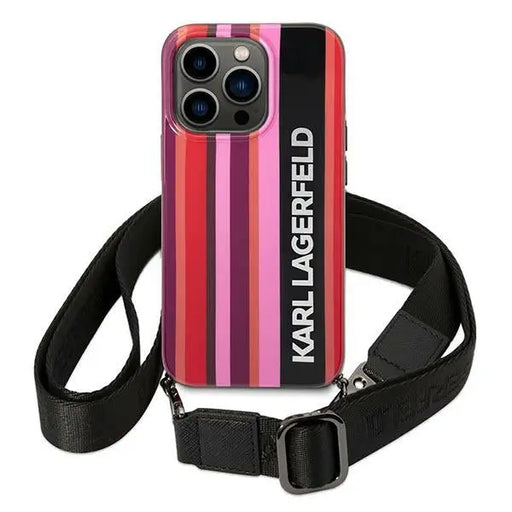 Karl Lagerfeld KLHCP14XSTSTP iPhone 14 Pro Max 6.7 ’hardcase pink / pink Color Stripes Strap - Cell phone cases