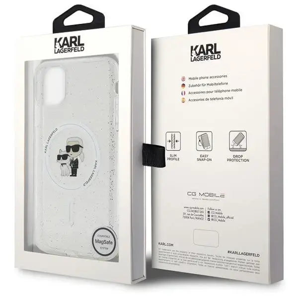 Karl Lagerfeld KLHMN61HGKCNOT case for iPhone 11 / Xr - transparent hardcase Karl&Choupette Glitter MagSafe - Cell