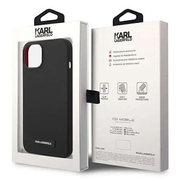 Karl Lagerfeld KLHMP14SSLMP1K iPhone 14 6,1’’ hardcase czarny/black Silicone Plaque Magsafe - Cell phone cases