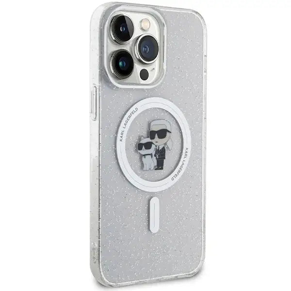 Karl Lagerfeld KLHMP14XHGKCNOT case for iPhone 14 Pro Max 6.7’’ - transparent hardcase Karl&Choupette Glitter MagSafe