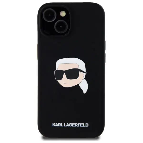 Karl Lagerfeld KLHMP15SSKHPPLK iPhone 15 6.1’’ black/black hardcase Silicone Karl Head Print MagSafe - Cell phone cases