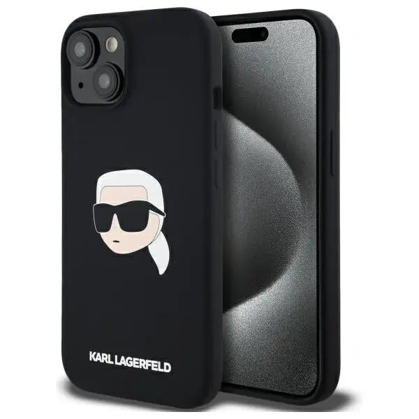 Karl Lagerfeld KLHMP15SSKHPPLK iPhone 15 6.1’’ black/black hardcase Silicone Karl Head Print MagSafe - Cell phone cases
