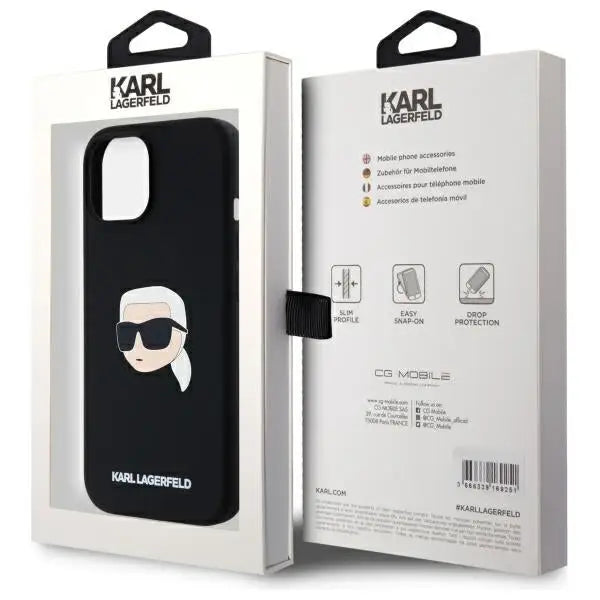Karl Lagerfeld KLHMP15SSKHPPLK iPhone 15 6.1’’ black/black hardcase Silicone Karl Head Print MagSafe - Cell phone cases