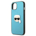 Karl Lagerfeld Leather Ikonik Karl’s Head Metal Case for iPhone 13 mini - Blue - Cell phone cases and covers<<<HurtelXML