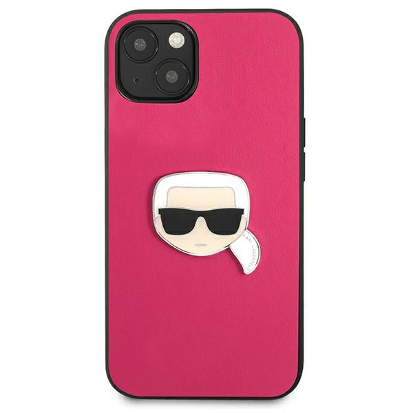 Karl Lagerfeld Leather Ikonik Karl’s Head Metal Case for iPhone 13 mini - Pink - Cell phone cases and covers<<<HurtelXML