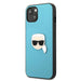 Karl Lagerfeld Leather Ikonik Karl’s Head Metal Case for iPhone 13 mini - Blue - Cell phone cases and covers<<<HurtelXML