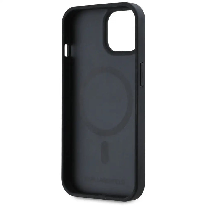 Karl Lagerfeld Leather Monogram Metal Logo case for iPhone 15 / 14 / 13 - black - Cell phone cases