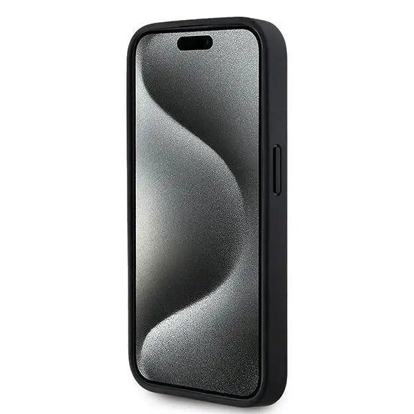 Karl Lagerfeld Leather Monogram Metal Logo case for iPhone 15 Pro Max - black - Cell phone cases and covers<<<HurtelXML