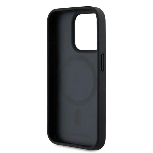 Karl Lagerfeld Leather Monogram Metal Logo case for iPhone 15 Pro Max - black - Cell phone cases and covers<<<HurtelXML