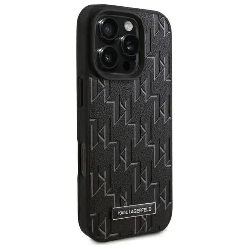 Karl Lagerfeld Leather Monogram Metal Logo MagSafe iPhone 16 Pro Case - Black - Cell phone cases and covers<<<HurtelXML