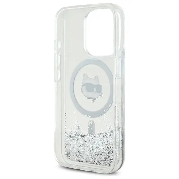 Karl Lagerfeld Liquid Glitter Choupette Head Magsafe Case for iPhone 16 Pro Max - Clear - Cell phone cases