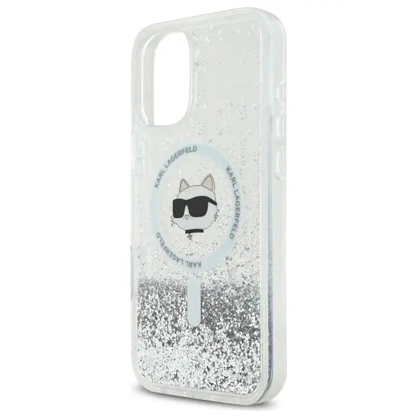 Karl Lagerfeld Liquid Glitter Choupette Head Magsafe iPhone 16 Case - Clear - Cell phone cases and covers<<<HurtelXML