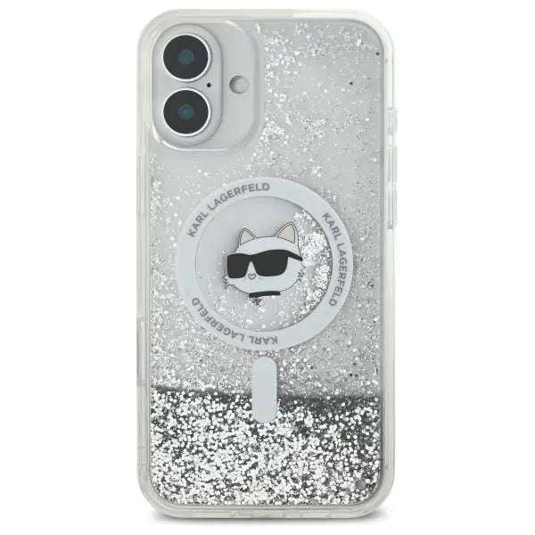 Karl Lagerfeld Liquid Glitter Choupette Head Magsafe iPhone 16 Case - Clear - Cell phone cases and covers<<<HurtelXML