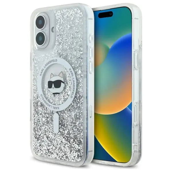 Karl Lagerfeld Liquid Glitter Choupette Head Magsafe iPhone 16 Case - Clear - Cell phone cases and covers<<<HurtelXML
