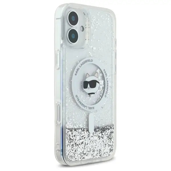 Karl Lagerfeld Liquid Glitter Choupette Head Magsafe iPhone 16 Case - Clear - Cell phone cases and covers<<<HurtelXML