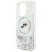 Karl Lagerfeld Liquid Glitter Karl & Choupette Head Magsafe iPhone 16 Pro Case - Clear - Cell phone cases