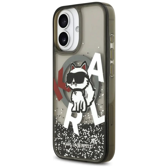 Karl Lagerfeld Liquid Glitter Choupette Logo MagSafe iPhone 17 Case - Black - Cell phone cases and covers<<<HurtelXML