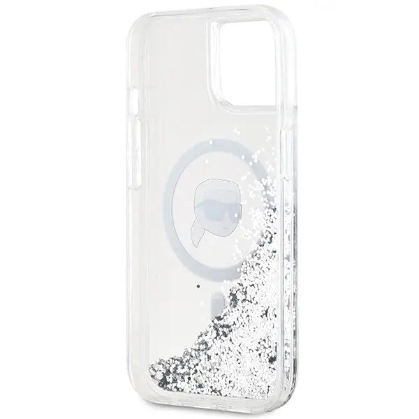Karl Lagerfeld Liquid Glitter Karl Head MagSafe case for iPhone 15 / 14 / 13 - transparent - Cell phone cases