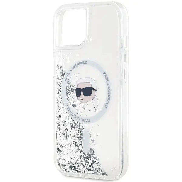 Karl Lagerfeld Liquid Glitter Karl Head MagSafe case for iPhone 15 / 14 / 13 - transparent - Cell phone cases