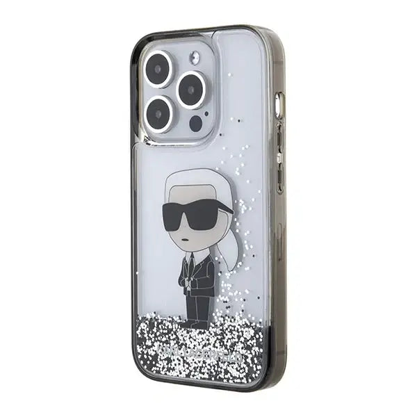 Karl Lagerfeld Liquid Glitter Ikonik case for iPhone 15 Pro Max - transparent - Cell phone cases and covers<<<HurtelXML