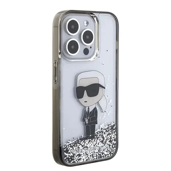 Karl Lagerfeld Liquid Glitter Ikonik case for iPhone 15 Pro Max - transparent - Cell phone cases and covers<<<HurtelXML