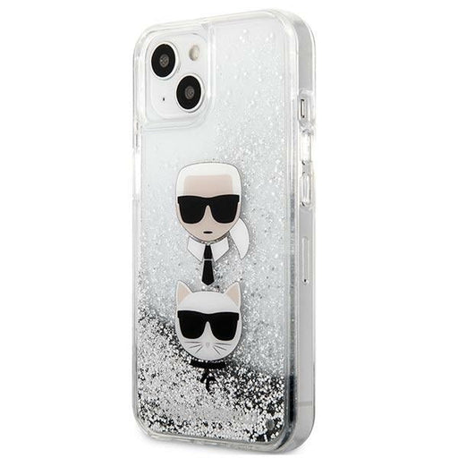 Karl Lagerfeld Liquid Glitter Karl&Choupette Head case for iPhone 13 mini - silver - Cell phone cases