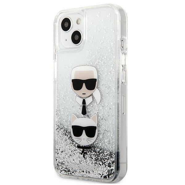 Karl Lagerfeld Liquid Glitter Karl&Choupette Head case for iPhone 13 mini - silver - Cell phone cases