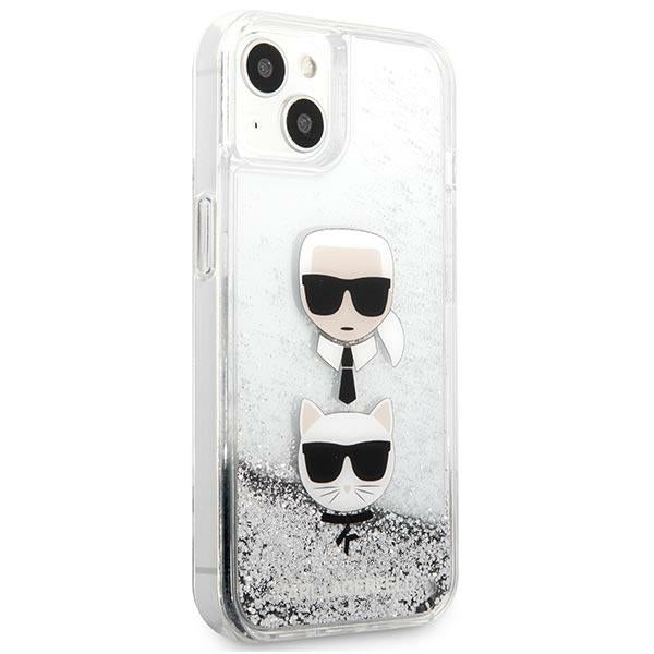 Karl Lagerfeld Liquid Glitter Karl&Choupette Head case for iPhone 13 mini - silver - Cell phone cases