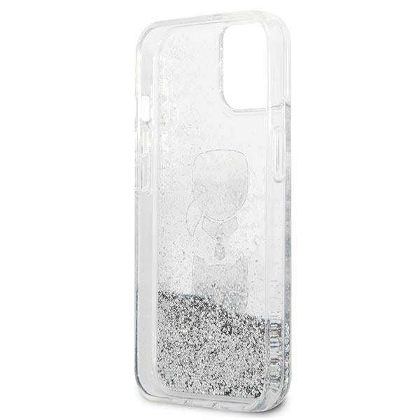 Karl Lagerfeld Liquid Glitter Karl&Choupette Head case for iPhone 13 mini - silver - Cell phone cases