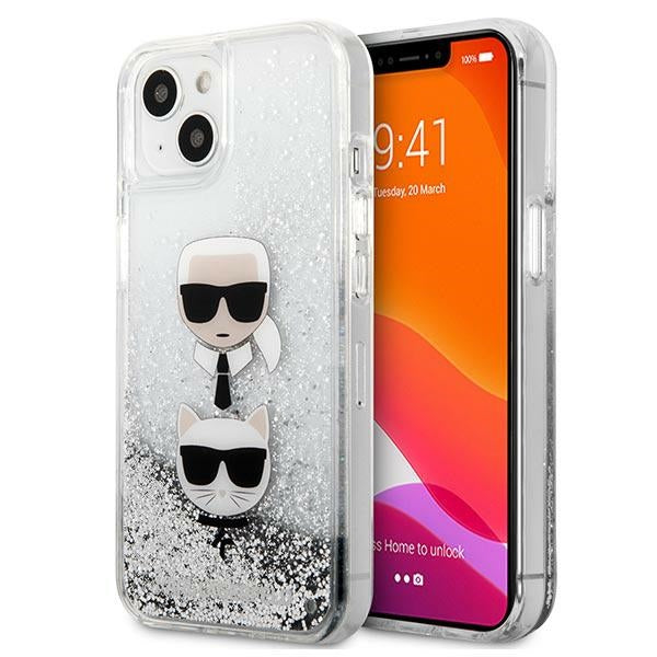 Karl Lagerfeld Liquid Glitter Karl&Choupette Head case for iPhone 13 mini - silver - Cell phone cases