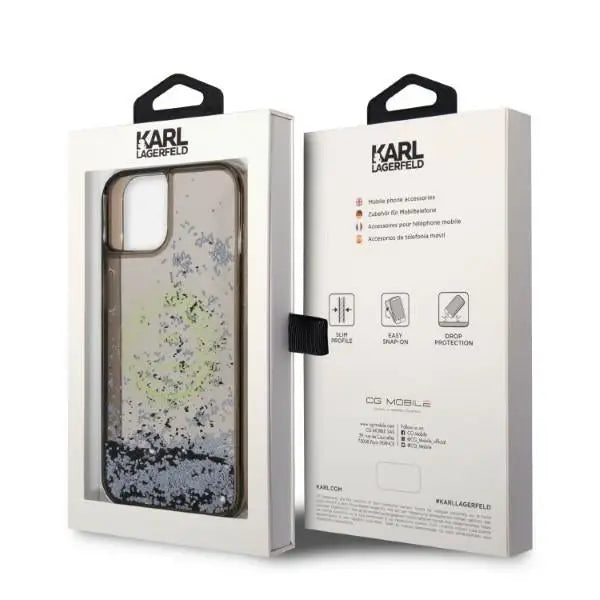 Karl Lagerfeld Liquid Glitter RSG case for iPhone 14 - black - Cell phone cases and covers<<<HurtelXML