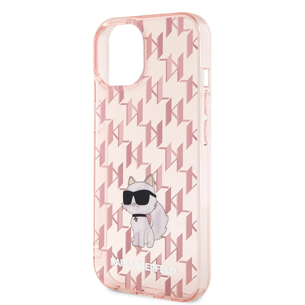 Karl Lagerfeld Monogram Choupette case for iPhone 15 - pink - Cell phone cases and covers<<<HurtelXML