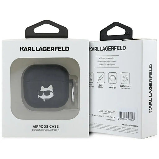 Karl Lagerfeld Monogram Choupette Head Case for AirPods 4 - Black - Cell phone cases and covers<<<HurtelXML