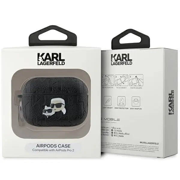 Karl Lagerfeld Monogram Karl & Choupette Head case for AirPods Pro 2 - black - Cell phone cases and covers<<<HurtelXML
