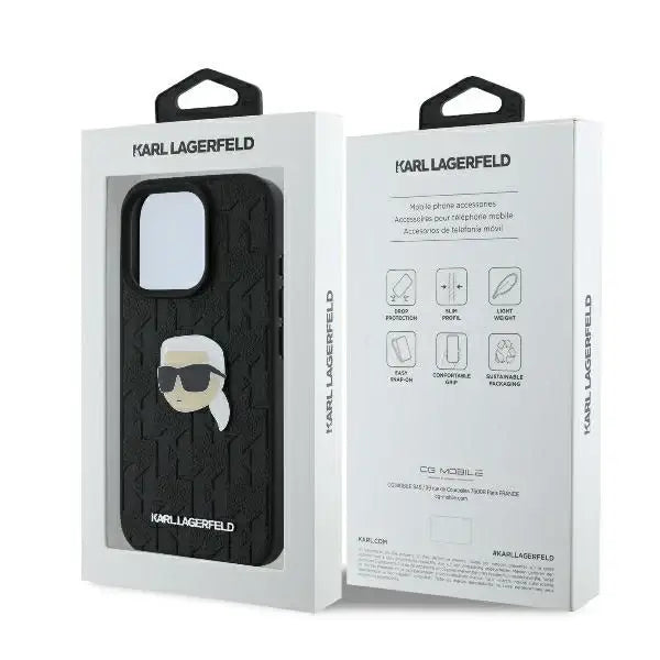 Karl Lagerfeld Monogram Karl Head Pin Case for iPhone 16 Pro 6.3’’ Black - Cell phone cases and covers<<<HurtelXML