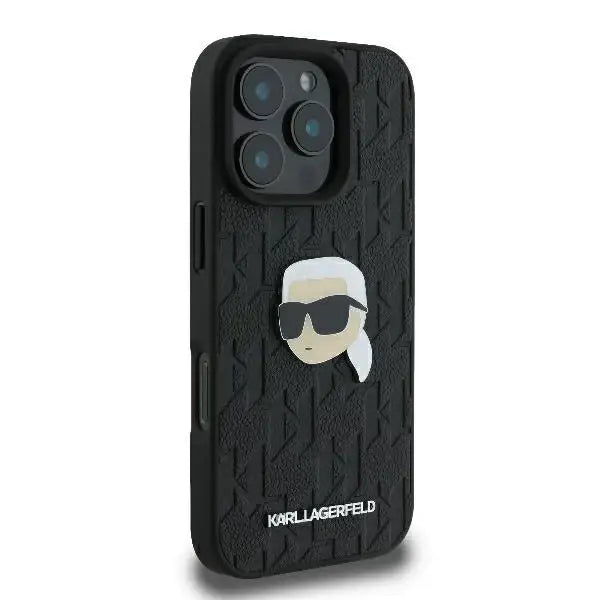 Karl Lagerfeld Monogram Karl Head Pin Case for iPhone 16 Pro 6.3’’ Black - Cell phone cases and covers<<<HurtelXML