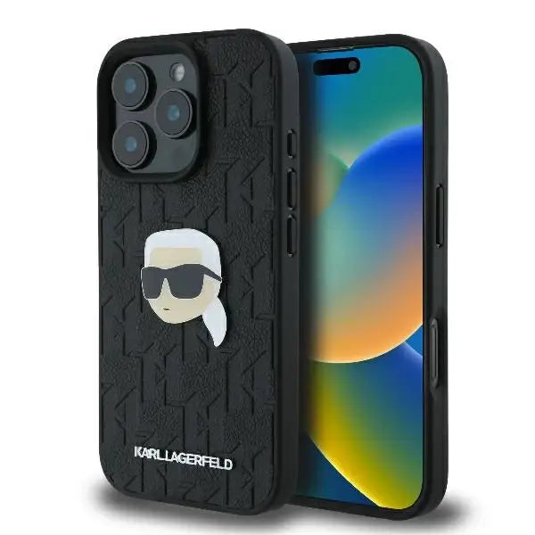 Karl Lagerfeld Monogram Karl Head Pin iPhone 16 Pro Max Case - Black - Cell phone cases and covers<<<HurtelXML