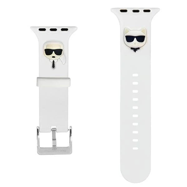 Karl Lagerfeld Pasek KLAWLSLCKW Apple Watch 42/44/45mm biały/white strap Silicone Karl & Choupette Heads - Other cell