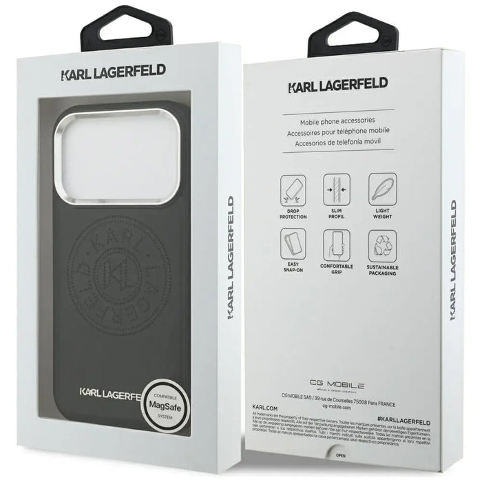 Karl Lagerfeld Point & Metal Logo MagSafe Case for iPhone 17 Pro - Black - Cell phone cases and covers<<<HurtelXML