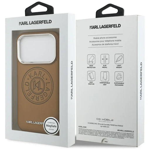 Karl Lagerfeld Point & Metal Logo MagSafe Case for iPhone 17 Pro - Brown - Cell phone cases and covers<<<HurtelXML